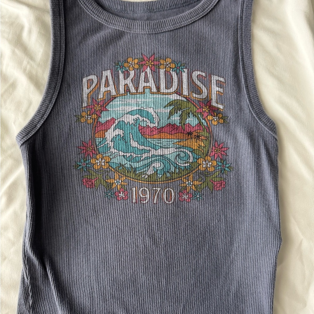 Hollister Gray Paradise Graphic Tank Top